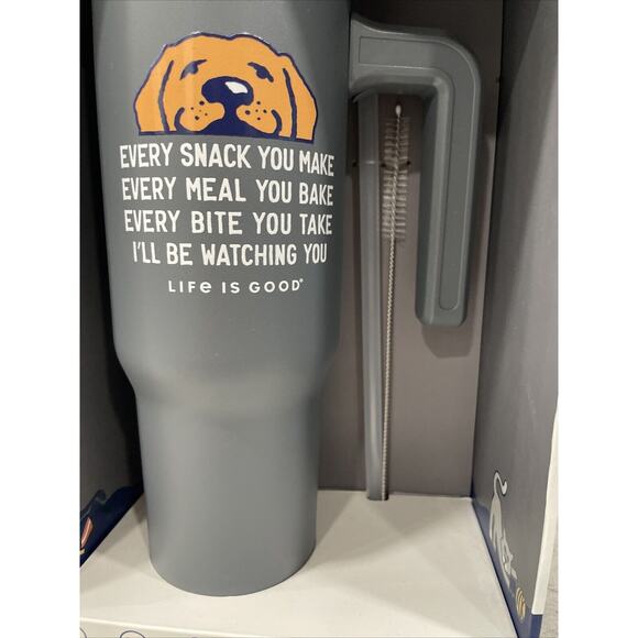 DOG 32oz Stainless Steel Life is Good Tumbler Cup Boxed Set Straw & Brush Handle - Picture 2 of 6